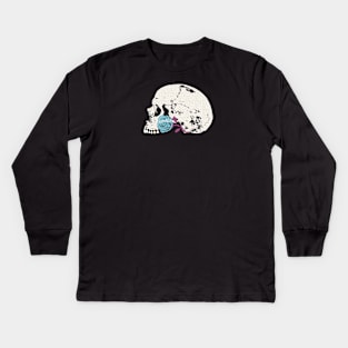 The Skull and the Blue Rose. Kids Long Sleeve T-Shirt